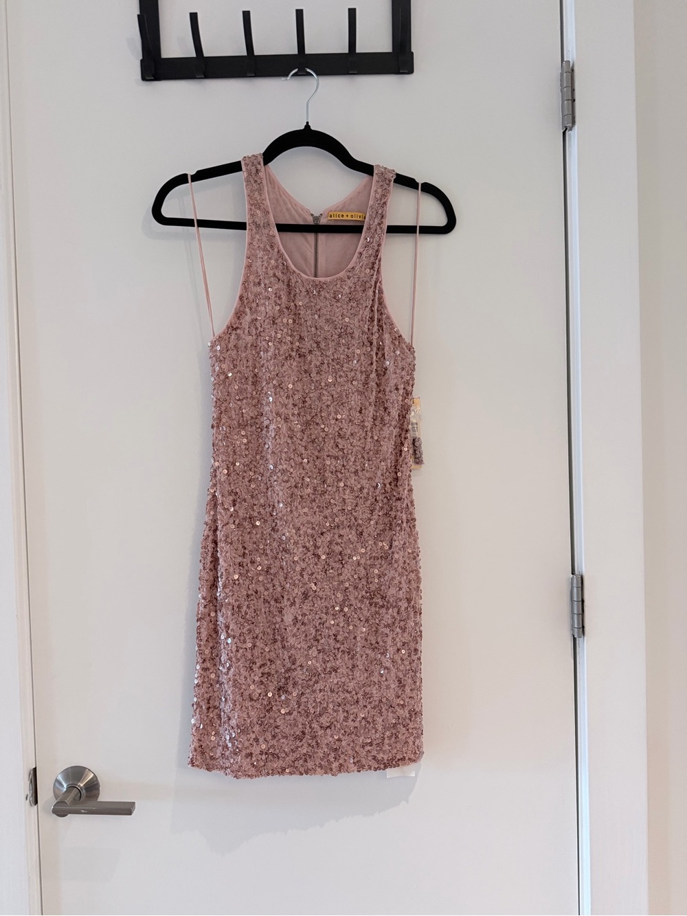 NWT XXS Alice + Olivia Sequin Tank Dress in Blush Pink
